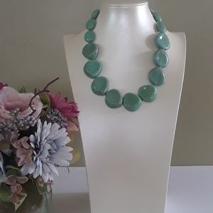 Gorgeous Faux Turquoise Jade Statement Necklace